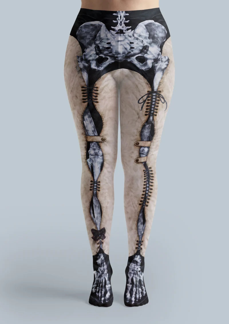 Beige Skeleton Tights