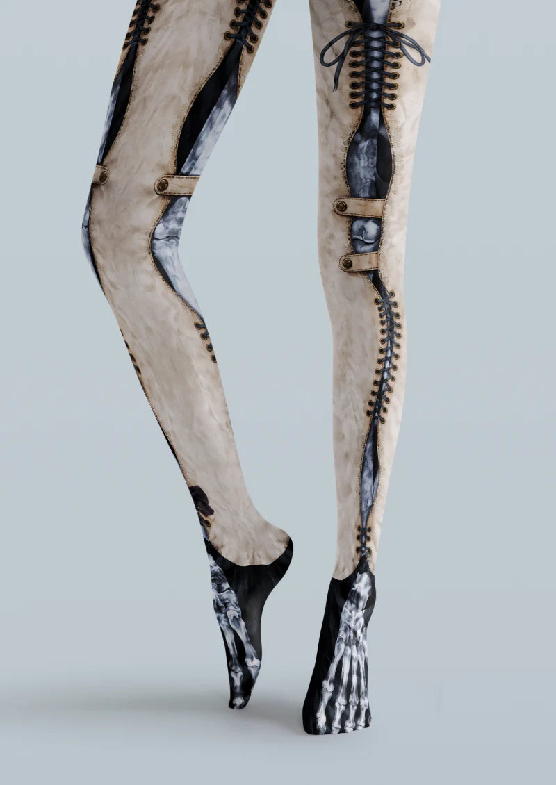 Beige Skeleton Tights