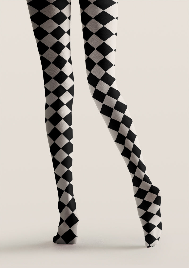 Classic Diamond Plaid Pattern Tights Hosiery Pantyhose