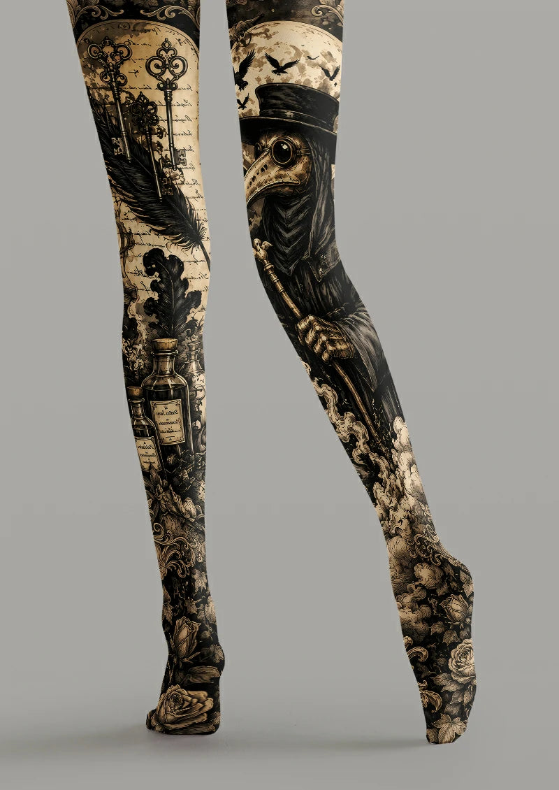 Black Plague Doctor Tights