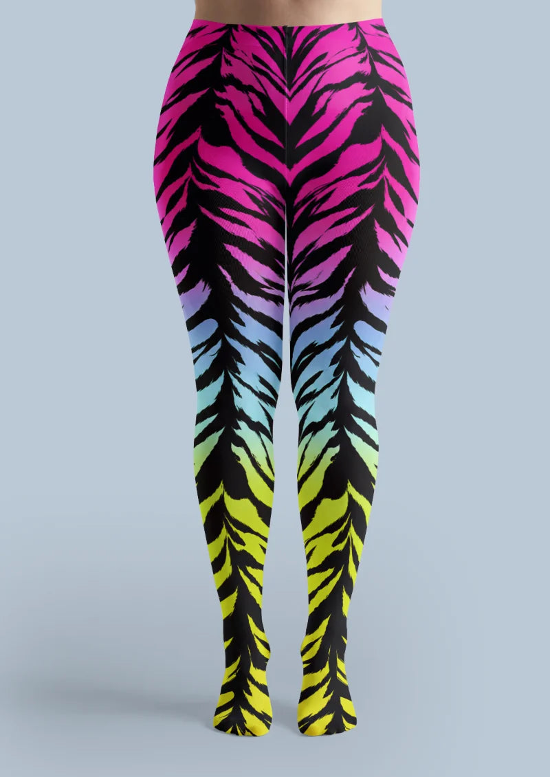 Black Gradient Zebra Tights