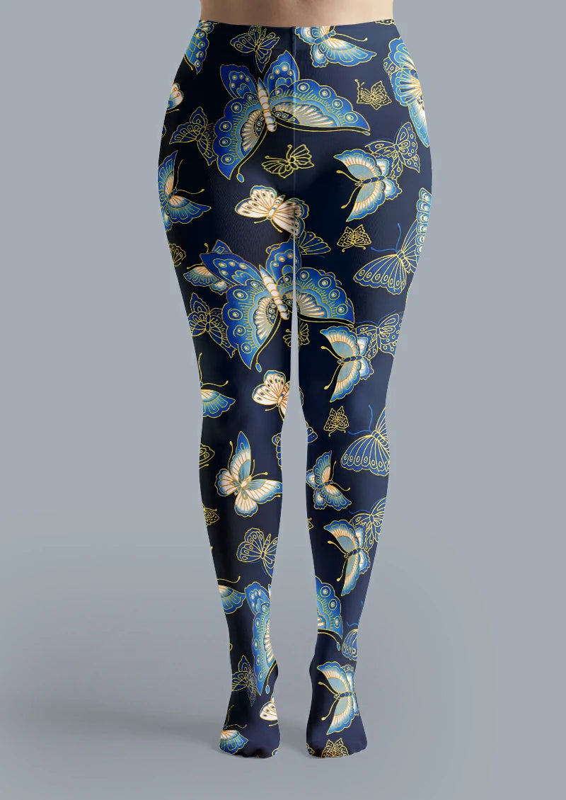 Navy Butterfly Tights