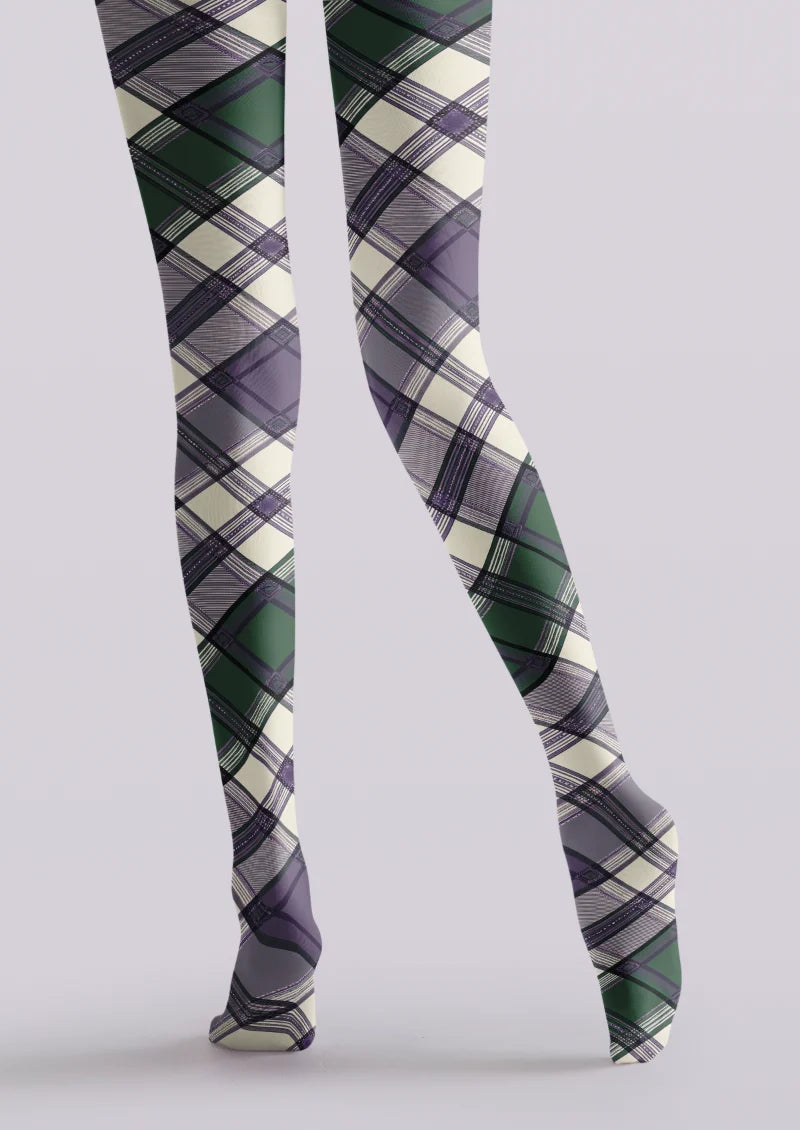 Purple Green Plaid Tights
