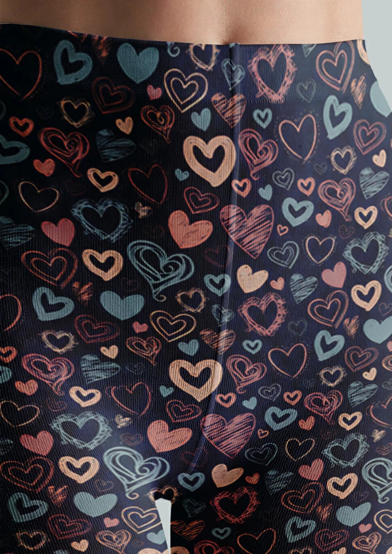 Navy Doodle Heart Tights