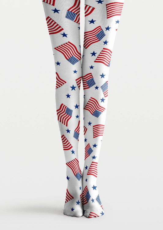 World Cup Flag & Star Print Tights Hosiery Pantyhose