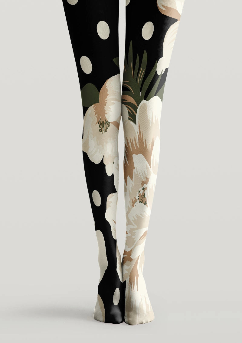Oversized Floral Polka Dot Tights Hosiery Pantyhose