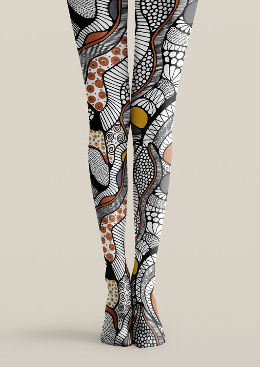 Abstract Flow Geometric Print Tights Hosiery Pantyhose