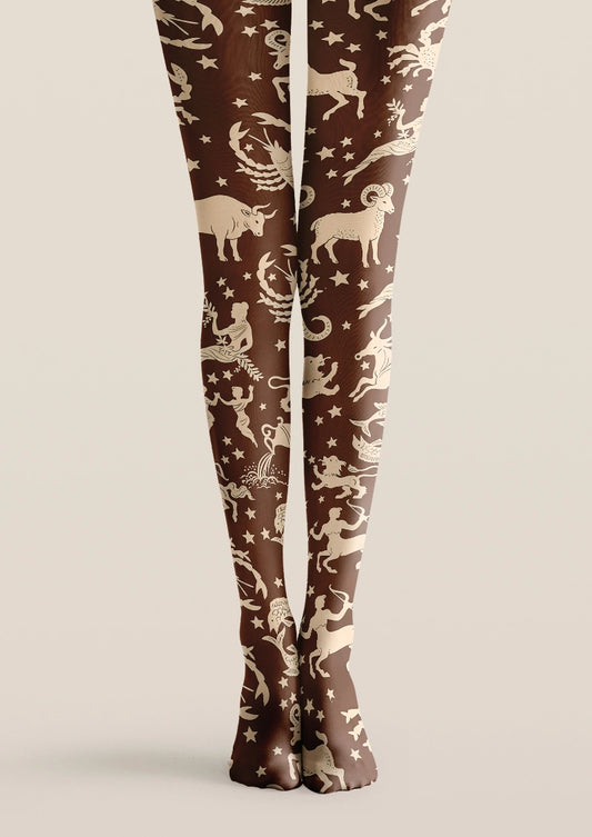 Celestial Zodiac Animal Print Tights Hosiery Pantyhose