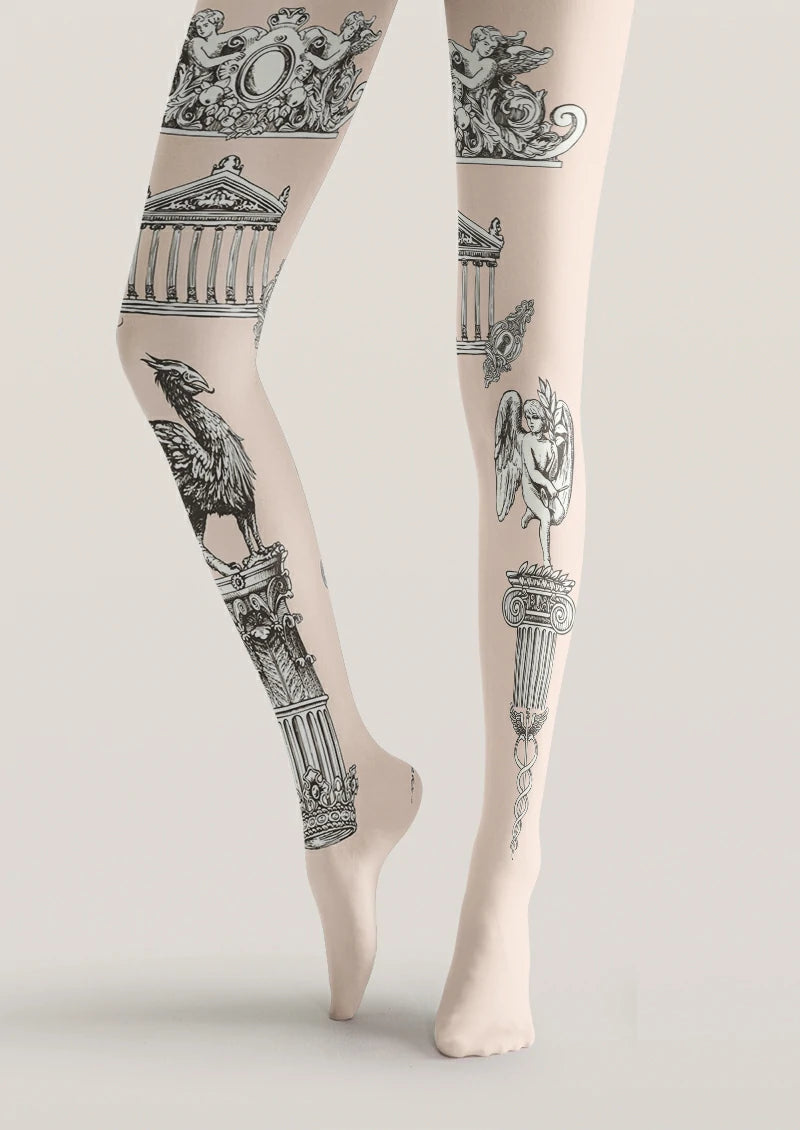 Beige Classical Engraving Tights