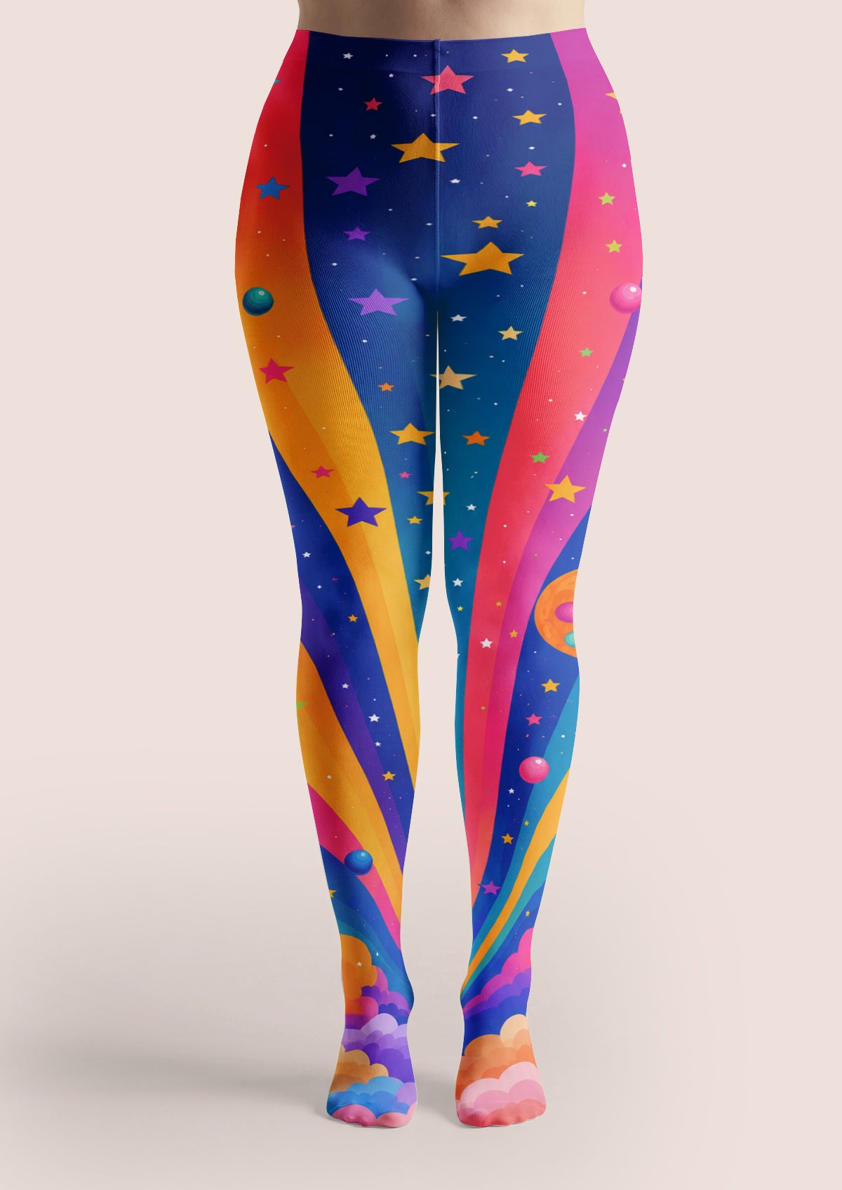 Rainbow Galaxy Star Print Tights Hosiery Pantyhose