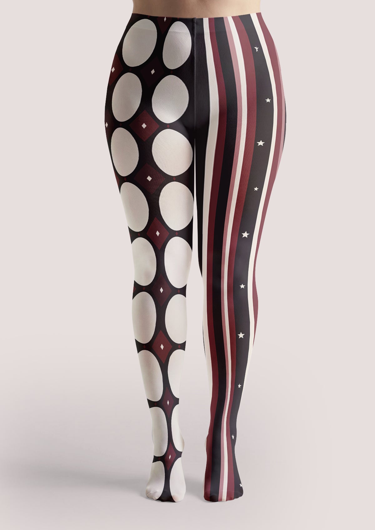 Black Geometric Stripe Tights
