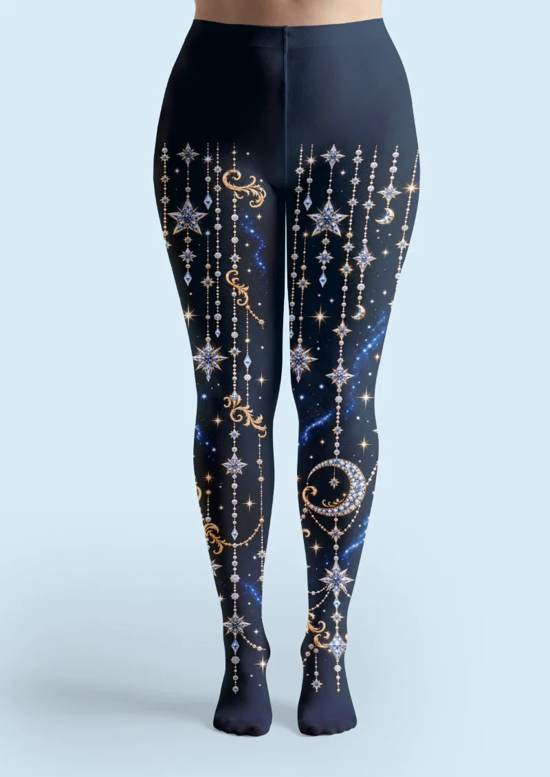 Navy Star and Moon Tights