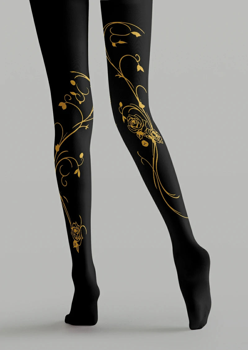 Black Rose Vine Tights