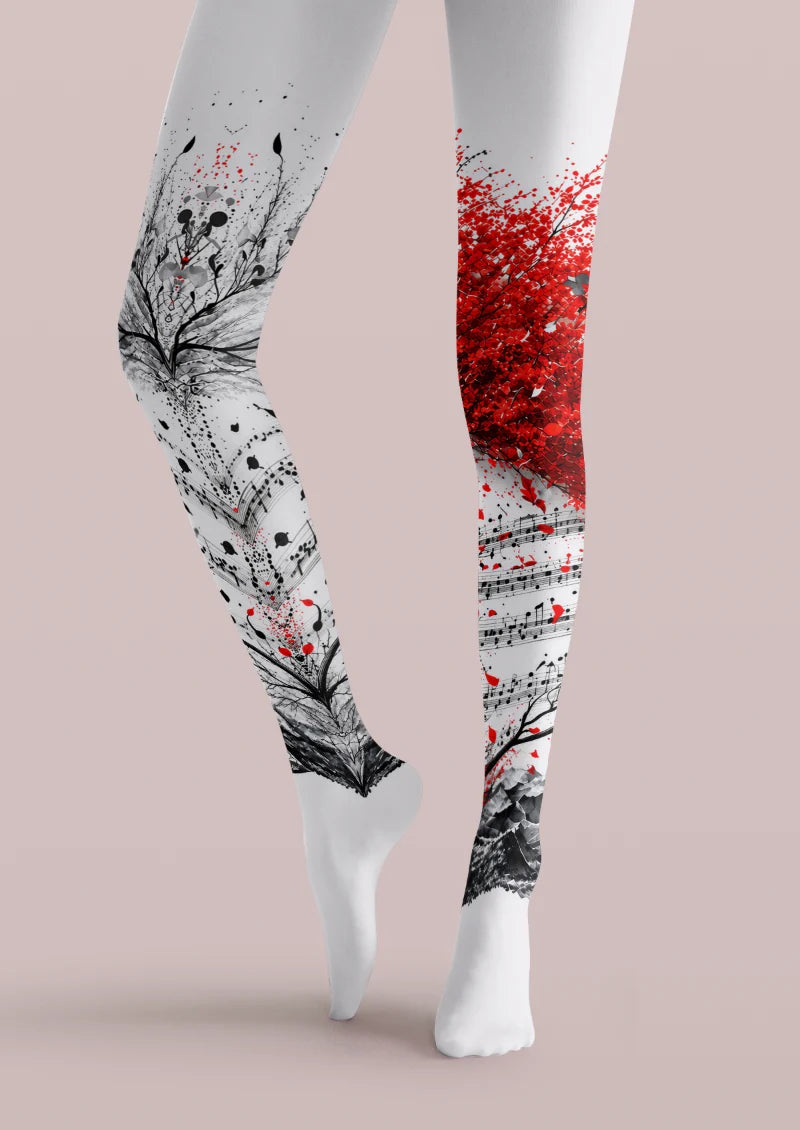 White Musical Tree Tights