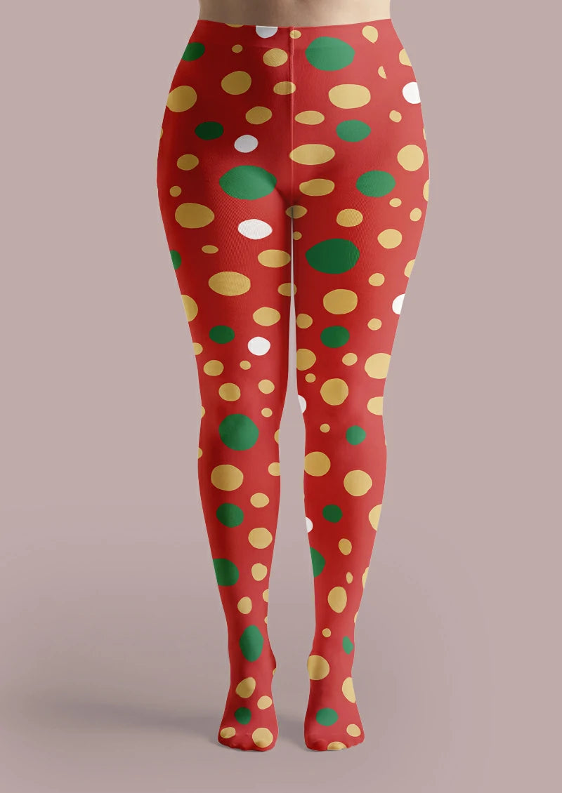Red Mixed Polka Dot Tights