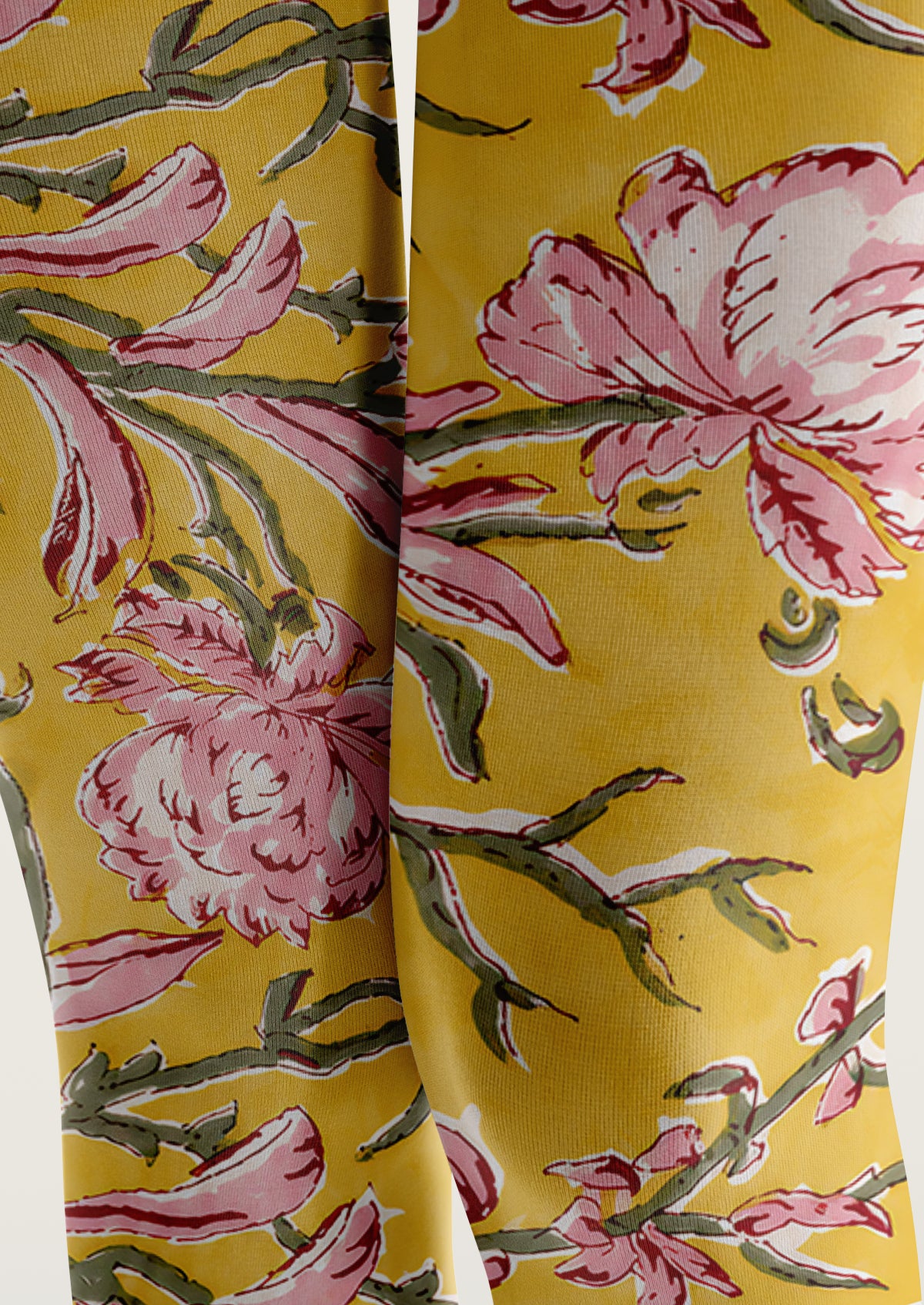 Yellow Pink Floral Tights