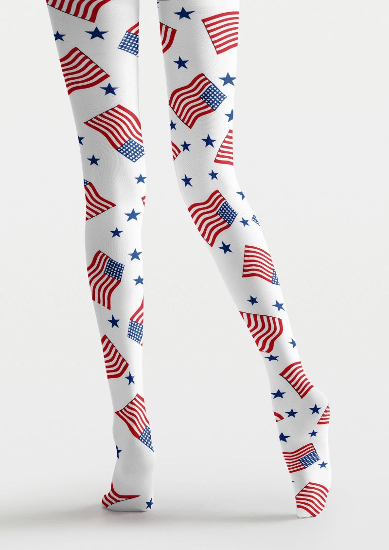World Cup Flag & Star Print Tights Hosiery Pantyhose