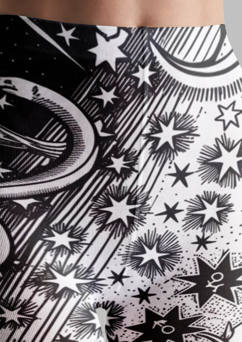 Black White Celestial Tights