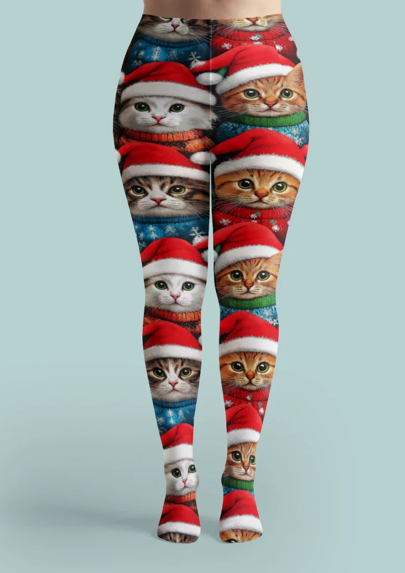 Red Christmas Cat Tights