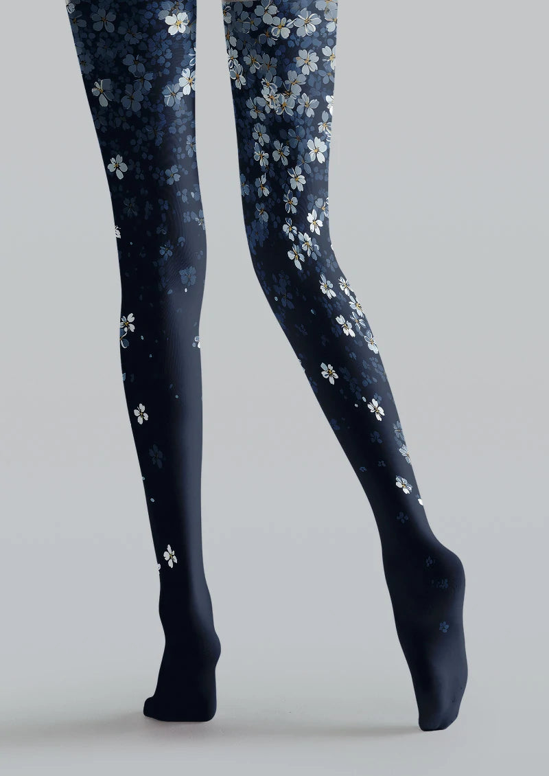 Midnight Blossom Gradient Floral Tights Hosiery Pantyhose