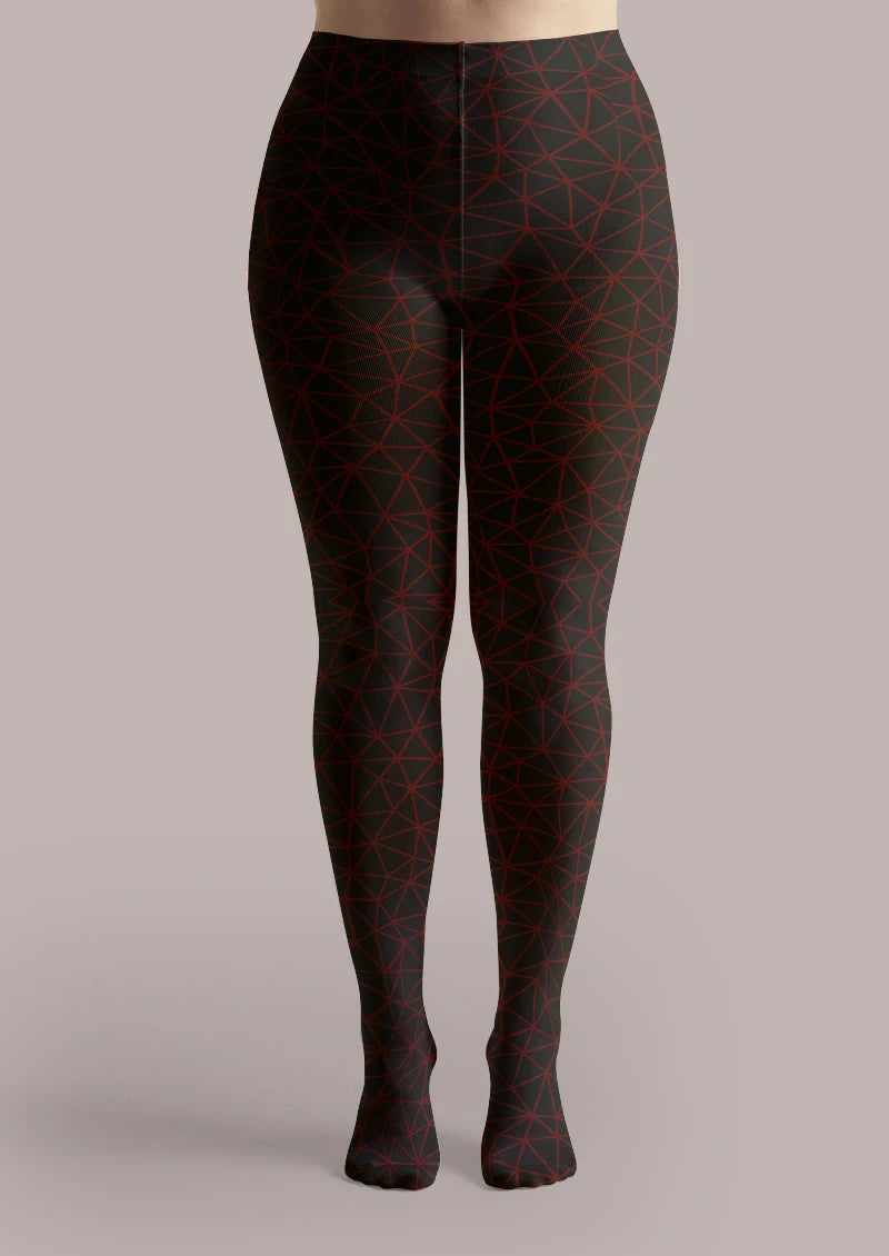 Black Red Angular Line Tights