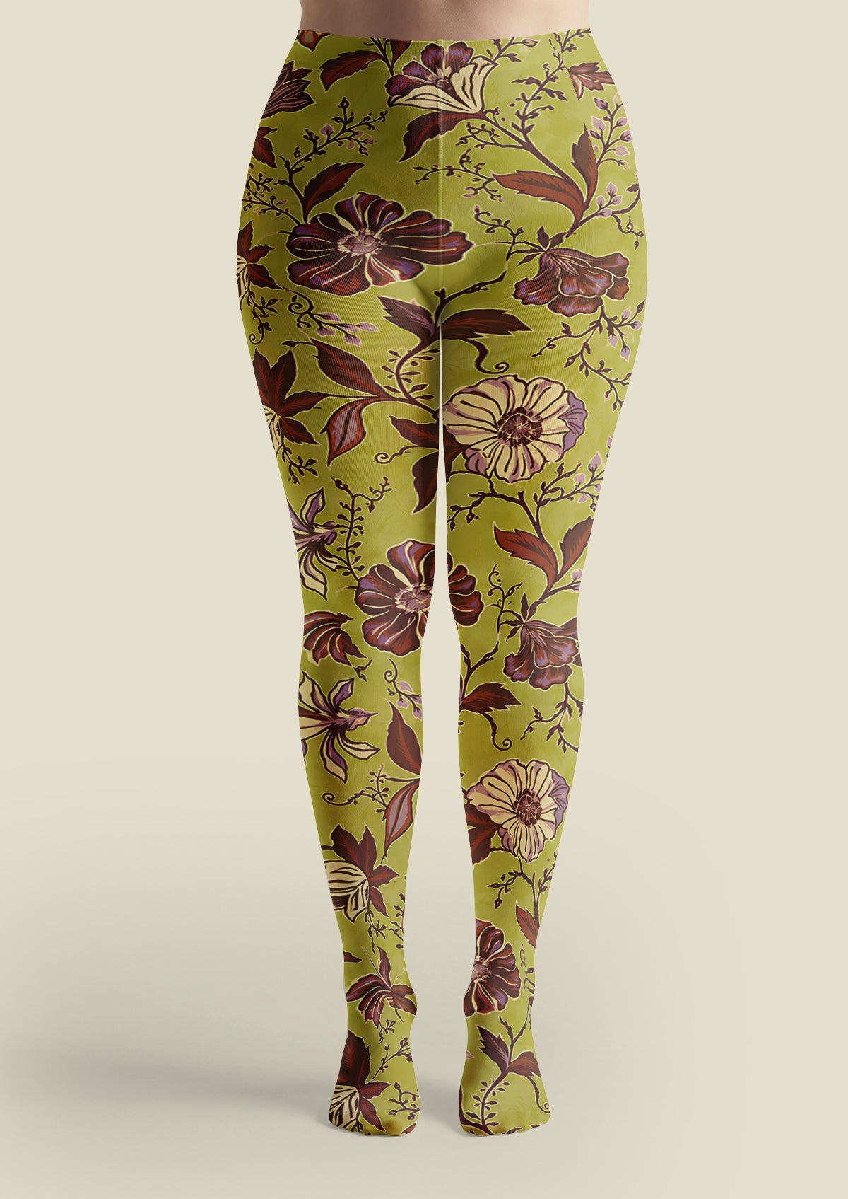 Green Floral Tights