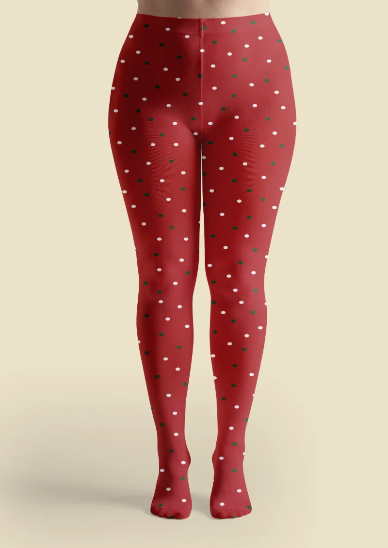 Red Christmas Polka Dot Tights