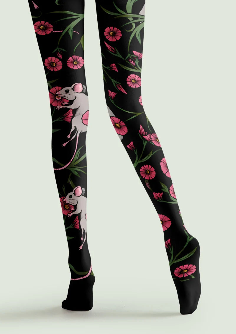 Black Mouse and Floral Tights