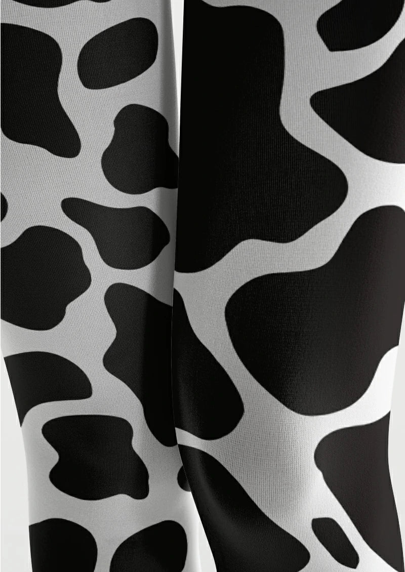 Black White Cow Print Tights