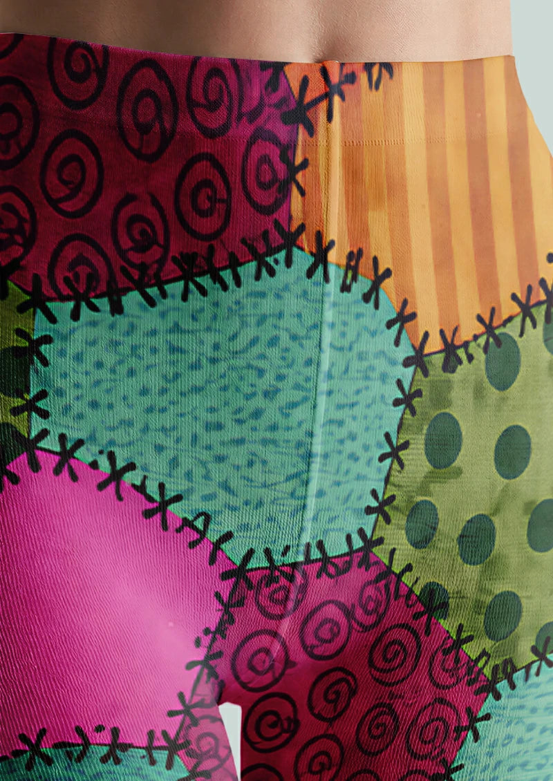 Multicolor Patchwork Tights