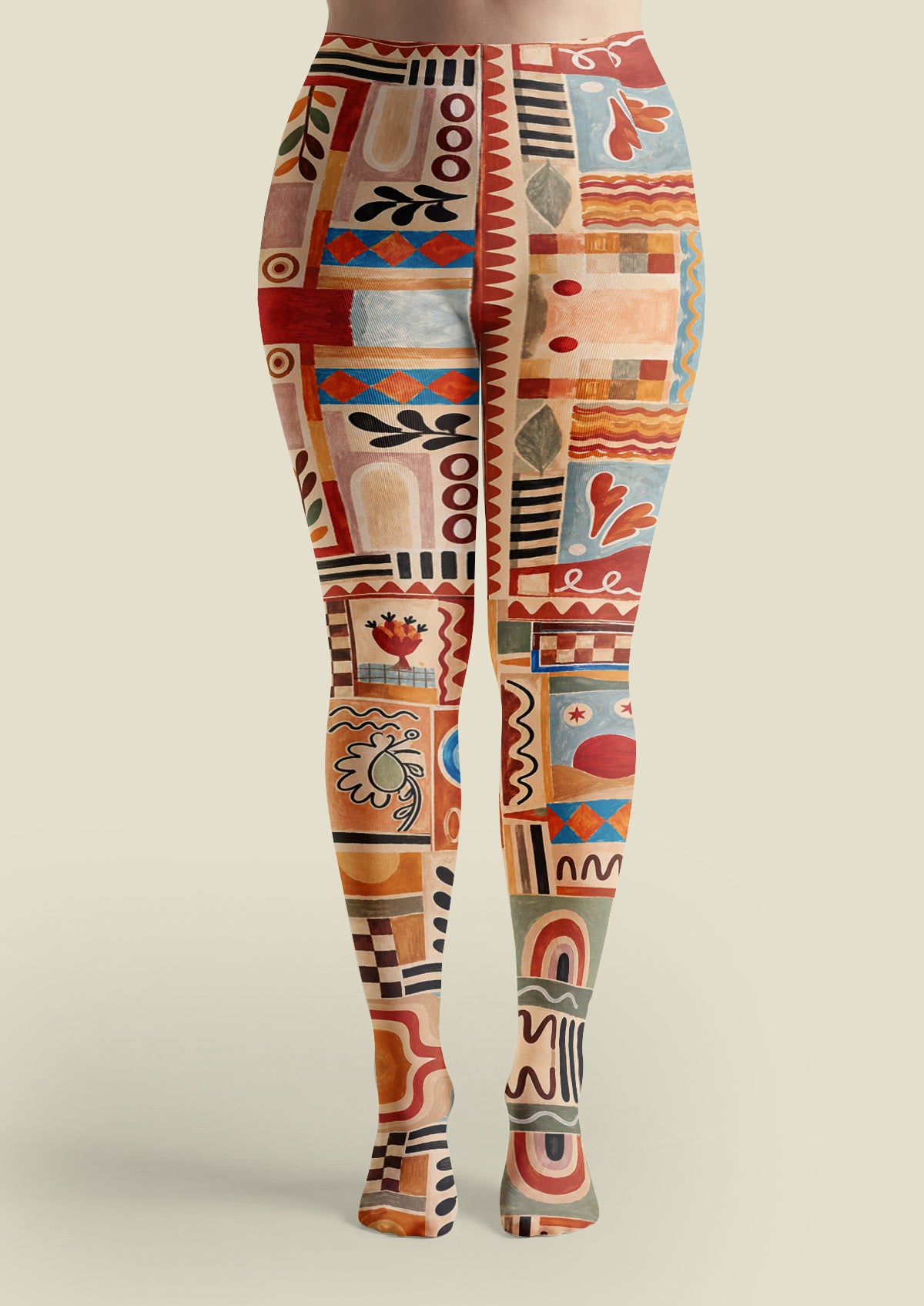 Multicolor Patchwork Tights