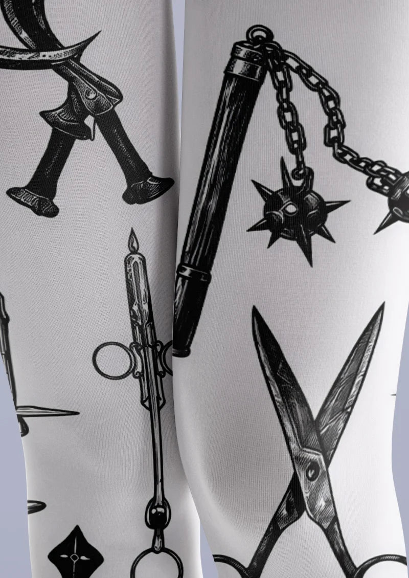 White Weapon Tattoo Tights