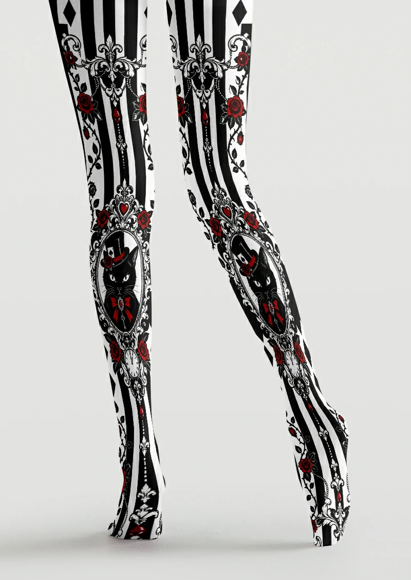 Black Cat and Red Rose Tights