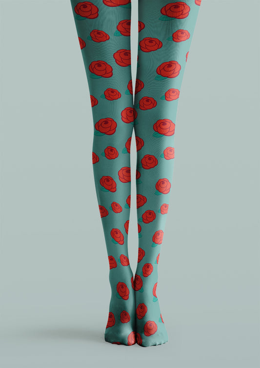 Minimal Rose Floral Pattern Tights Hosiery Pantyhose