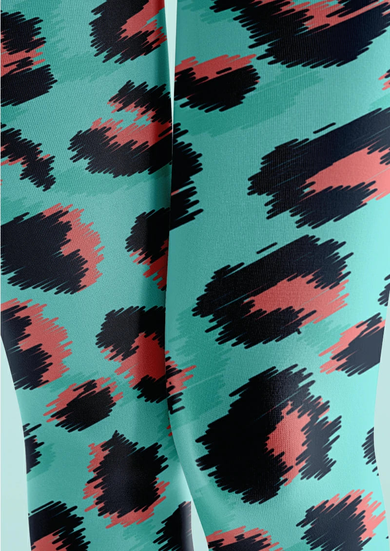 Blue Leopard Print Tights