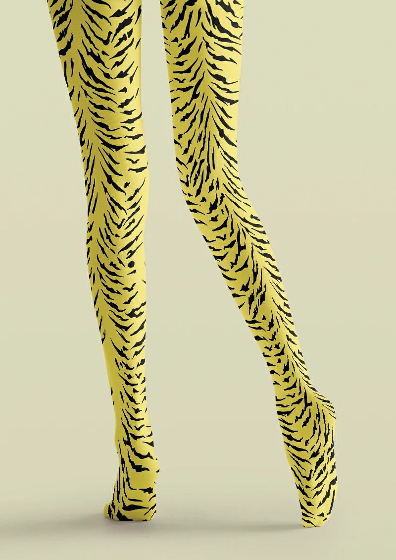 Yellow Tiger Print Tights
