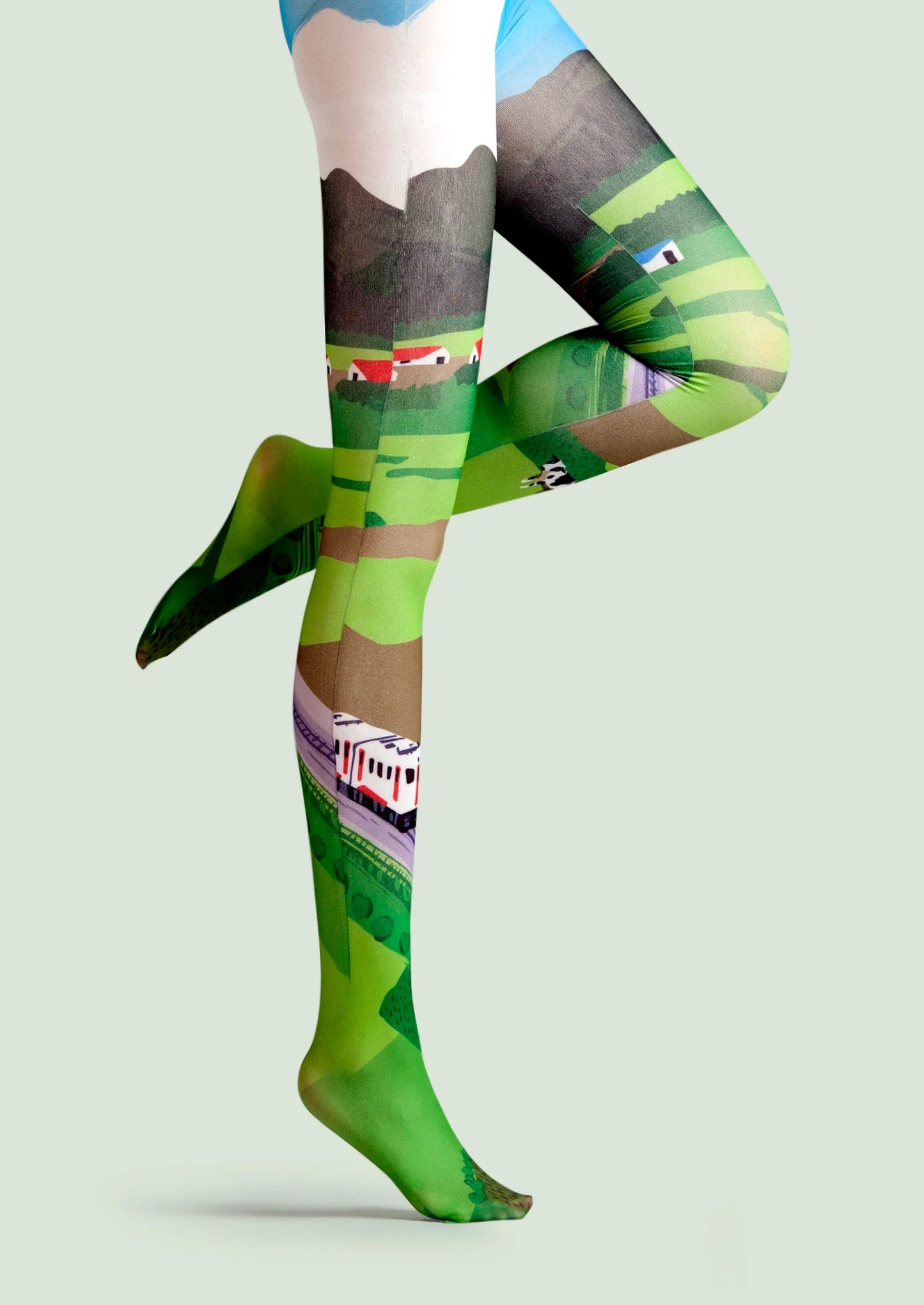 Field Train Print Tights Hosiery Pantyhose