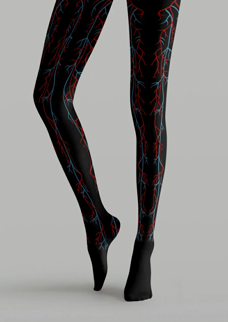 Black Vascular Branch Tights