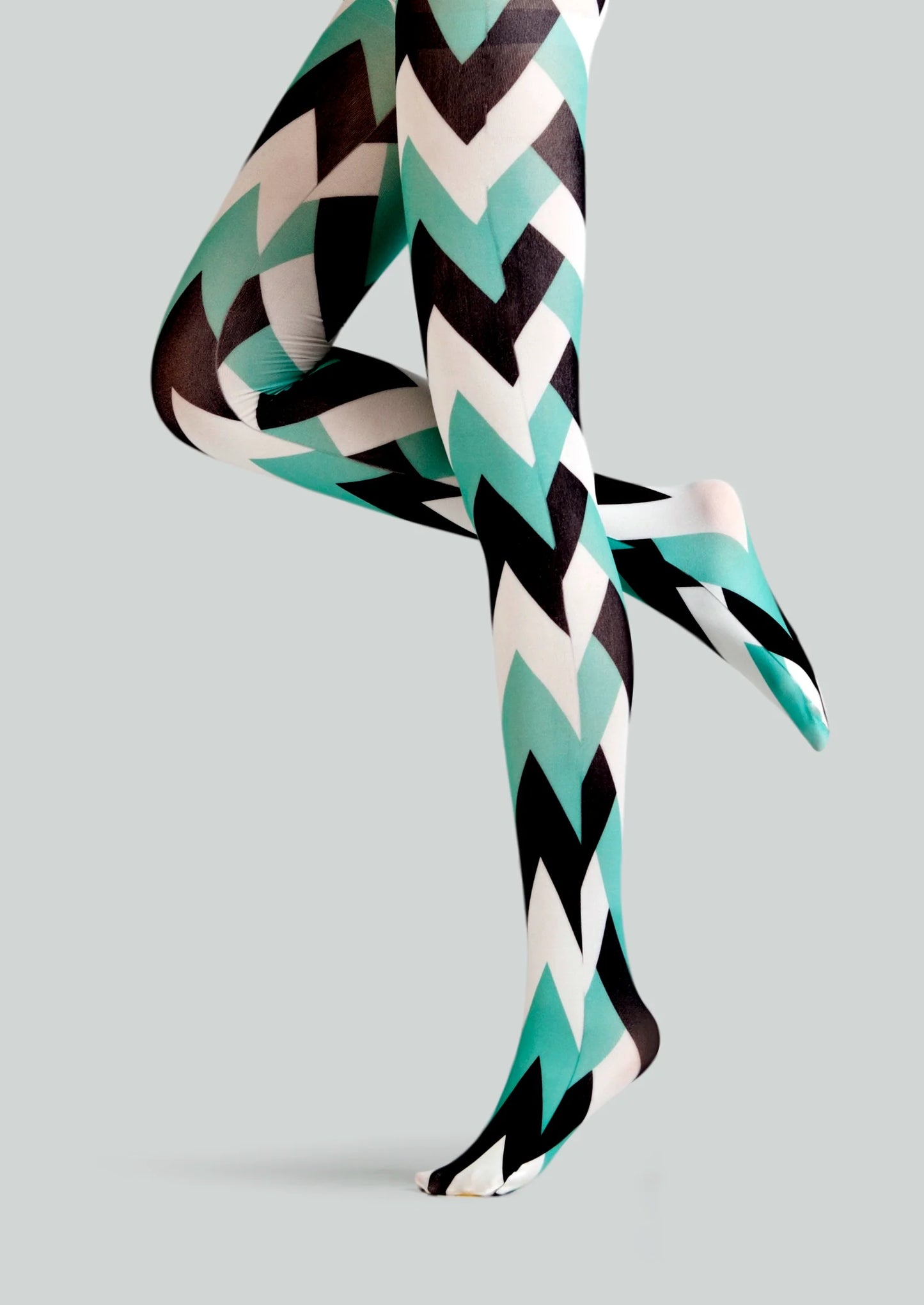 Tri - Hue Zigzag Print Tights Hosiery Pantyhose