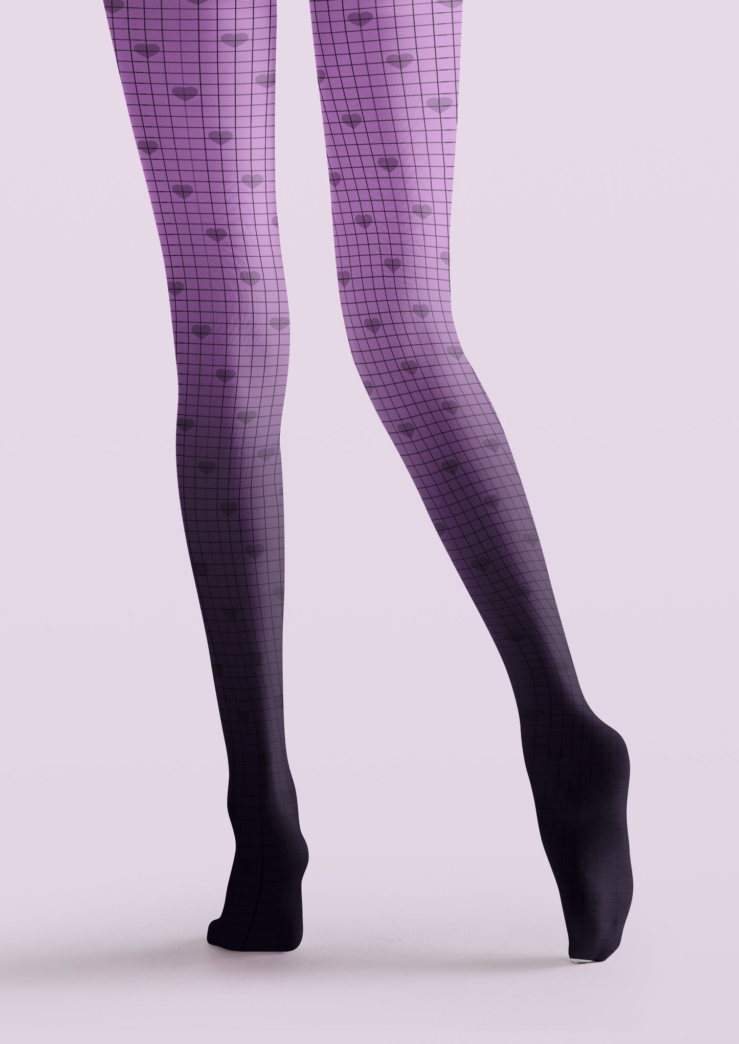 Heart Grid Gradient Printed Tights Hosiery Pantyhose