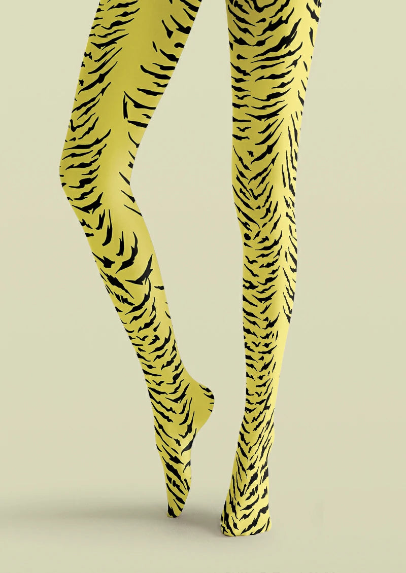 Yellow Tiger Print Tights