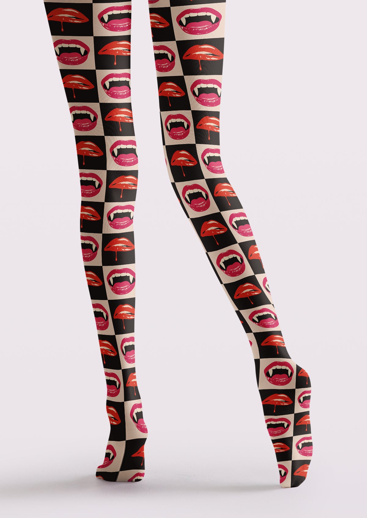 Black Lip Checker Tights