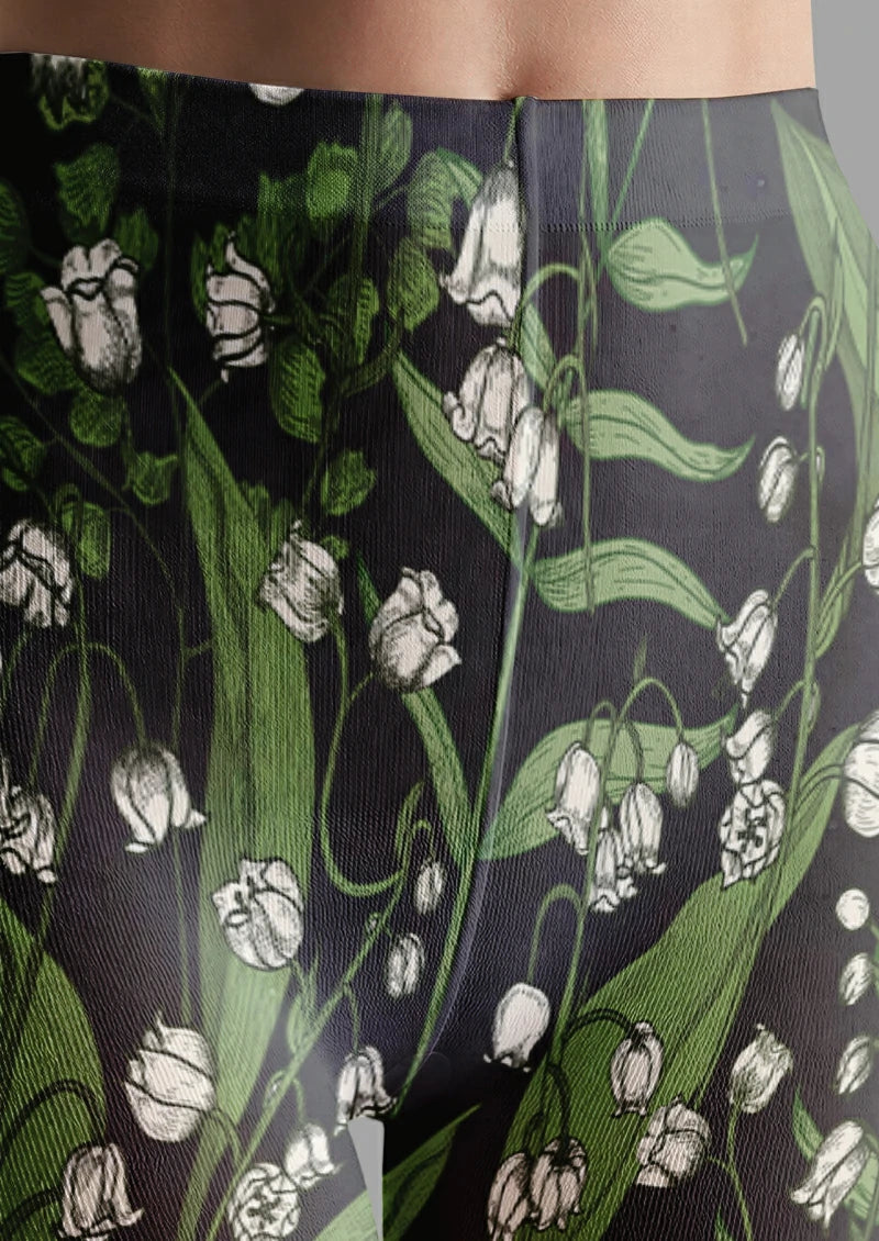 Black White Floral Tights