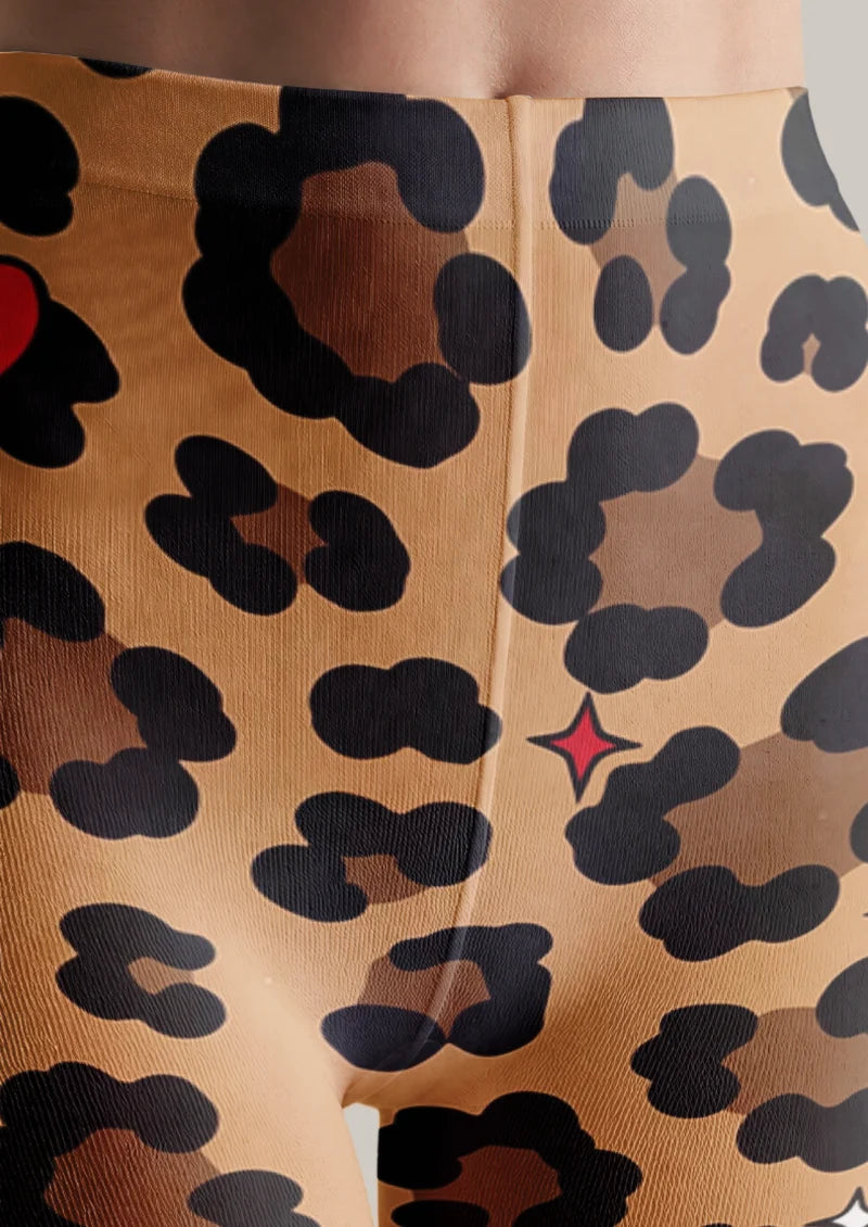 Beige Leopard Cat Tights