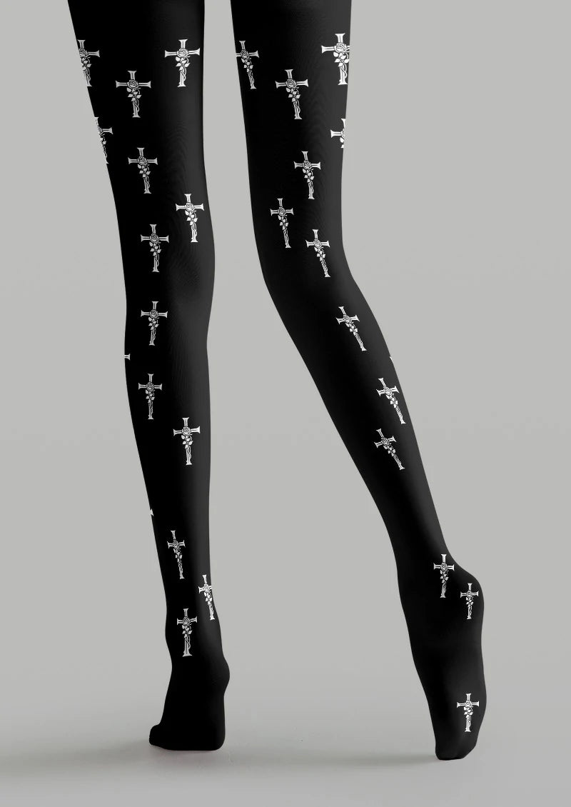 Black Rose Cross Tights