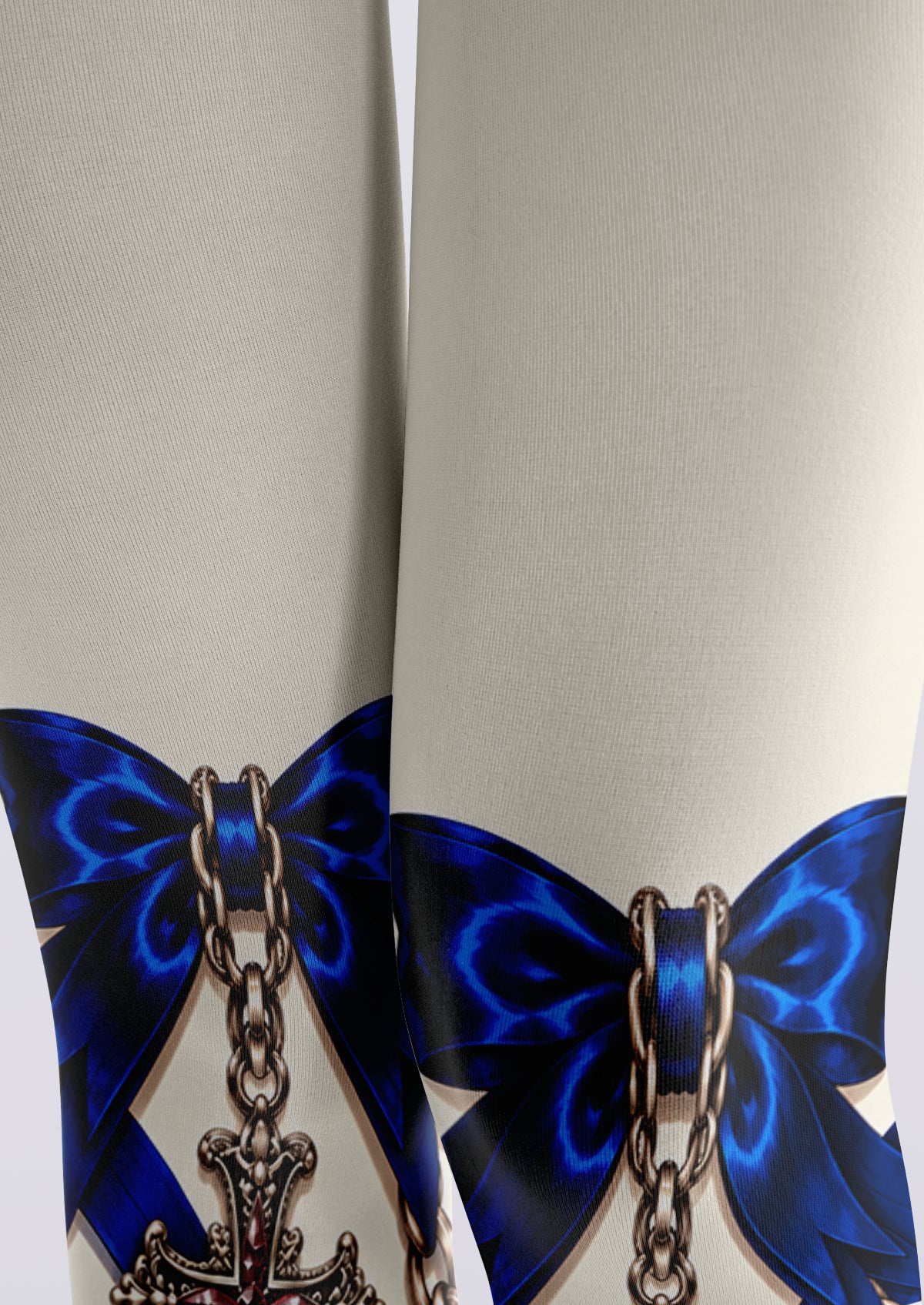 Ivory Blue Bow and Cross Tights