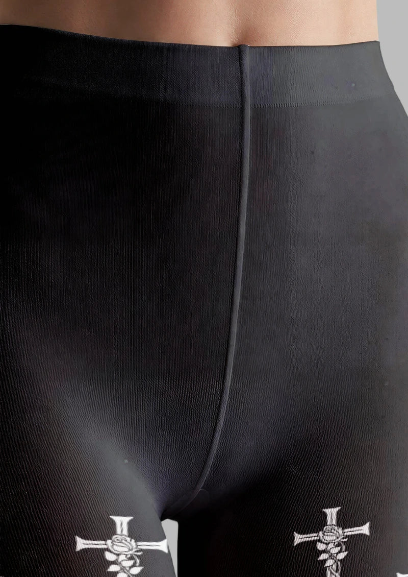 Black Rose Cross Tights
