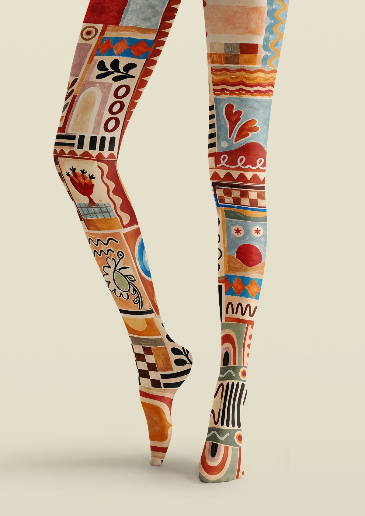 Multicolor Patchwork Tights
