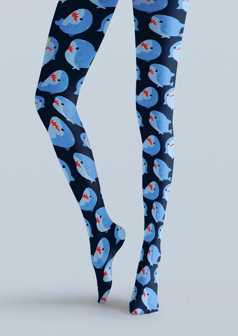 Cute Shark Cartoon Ocean Print Tights Hosiery Pantyhose
