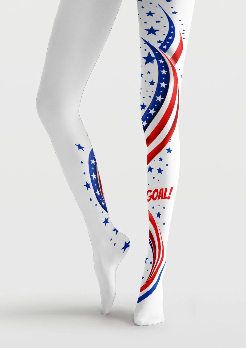 World Cup Goal Star Ribbon Print Tights Hosiery Pantyhose